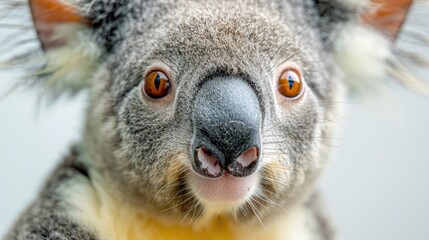 Naklejka premium a yellow koala smiling happily over white isolated background photo white isolated studio portrait 
