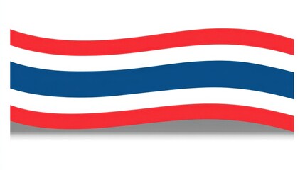Obraz premium The Thailand flag is displayed with its bright red, white, and blue stripes, representing Thai culture and history. This iconic symbol is prominently isolated against a clean white background