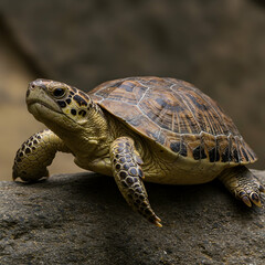 Obraz premium Striped Asian Turtle HighResolution Photo of a Turtle