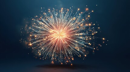 Obraz premium A bright firework bursts into the night, filling the sky with a dazzling array of colors. Sparks radiate outward, creating a festive atmosphere perfect for celebrations