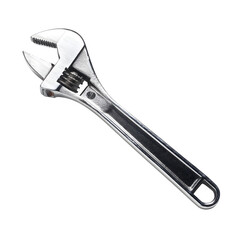 Obraz premium Adjustable wrench chrome jaw half open isolated on transparent background