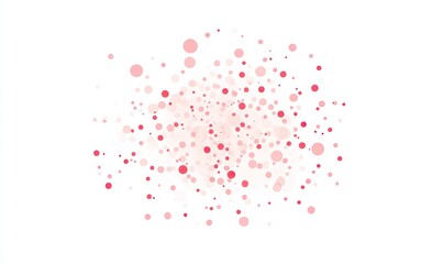 Abstract confetti design with pink and red circles on a white background