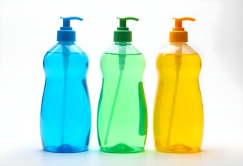 bottles of cleaning product isolated on white background