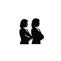 a Businesswoman with arms folded silhouette on white background