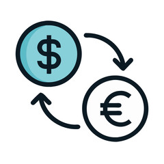 Currency Exchange Illustration: Dollar to Euro Conversion Concept