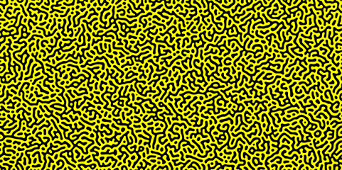 Abstract Reaction-diffusion Turing pattern natural texture yellow gradient color scheme. Linear design with biological algorithm psychedelic background. Reaction-diffusion or truing patter