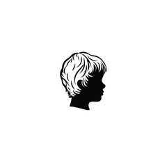 Boy head silhouette on white background