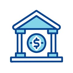 Stylized bank icon with dollar sign illustration