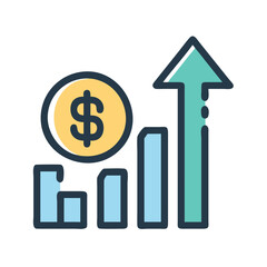 Dollar growth chart indicating profits and market success