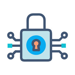 Digital Security: Padlock with Circuit Board Connection Illustration
