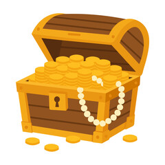 Cartoon Treasure Chest Full of Gold