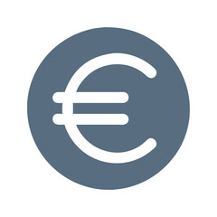 Euro Currency Symbol Icon in Gray Circle on Black