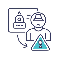 Data breach with person and lock illustration