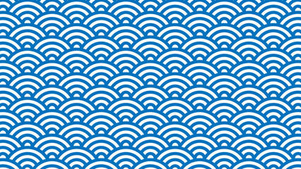 和の背景　青と白の青海波文様パターン