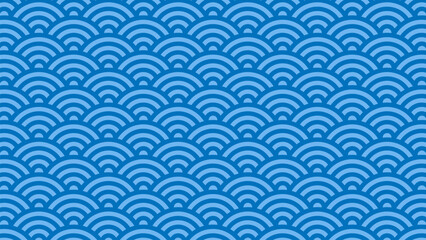 和の背景　青色の青海波文様パターン