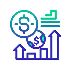 Financial Growth Chart with Dollar Coins Icon Symbol