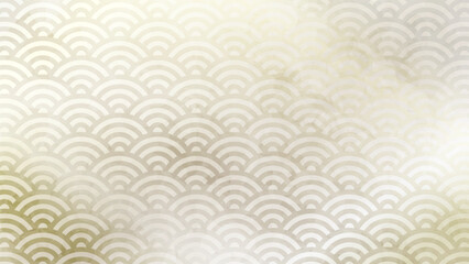 和の背景　銀色の青海波文様パターン