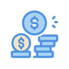 Stack of dollar coins icon on black background.