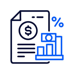 Financial Report, Chart, and Percentage Icon Illustration