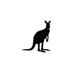 Kangaroo standing silhouette on white background