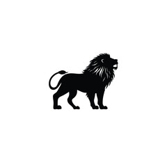 Lion silhouette on white background