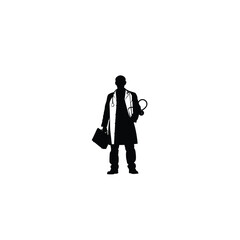 Man Doctor silhouette on white background