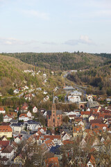 Fototapeta premium The panorama of Nagold town in Black Forest region in Germany