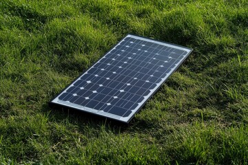 Solar panel on green grass