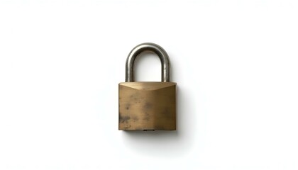 Naklejka premium Metal padlock on white background