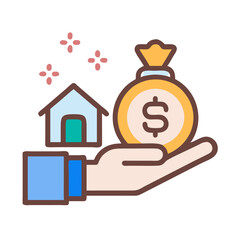 Real estate investment, money for house, financing icon