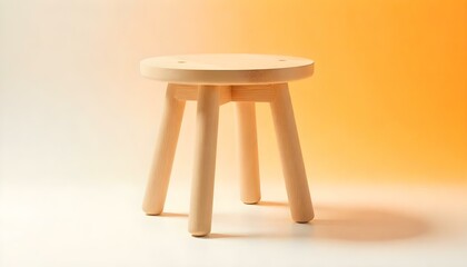 Wooden stool isolated on white background.
