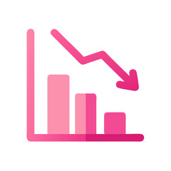 Pink Stock Market Chart Icon Showing Downtrend