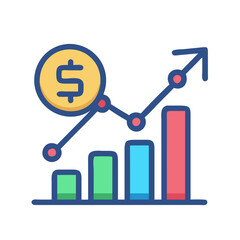 Financial Growth Graph Icon with Dollar Sign Illustration