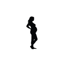 Pregnant woman silhouette on white background