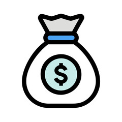 Money Bag Symbol Illustration on Black Background Isolated