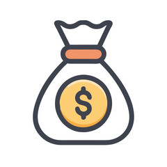 Money bag icon illustration on black background