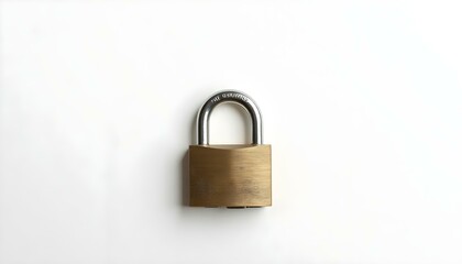 Fototapeta premium Metal padlock on white background