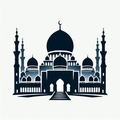 Islamic Mosque Silhouette Design Vector Illustration.
