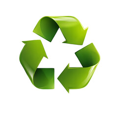 Obraz premium Green recycle symbol with curved arrows isolated on transparent background