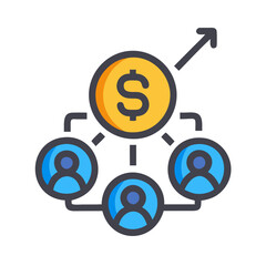 Affiliate marketing concept with people and rising profits