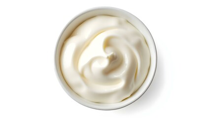 Yogurt Isolated on White Background, Top View