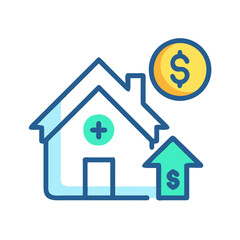 Real estate growth value illustration, housing market value increase