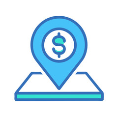 Financial location pin with dollar icon, isolated symbol