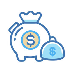 Dollar bag and purse on black background illustration