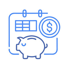 Savings Schedule: Calendar with Piggy Bank and Dollar Coin