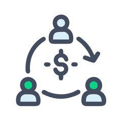 Financial Collaboration: People, Arrows, and Dollar Sign Icon