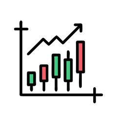 Abstract Upward Bar Graph in Green and Red