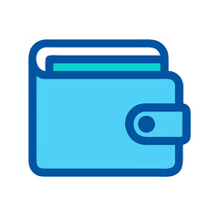 Obraz premium Blue wallet vector icon for finances and money