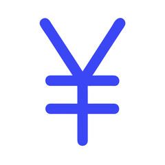 Blue Japanese Yen Symbol on Black Background