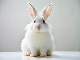 Obraz premium Adorable Bunny, White Rabbit, Cute Pet Rabbit, Easter Bunny Photo, High-Resolution Rabbit Image, Isolated Rabbit Image, Studio Photography Rabbit